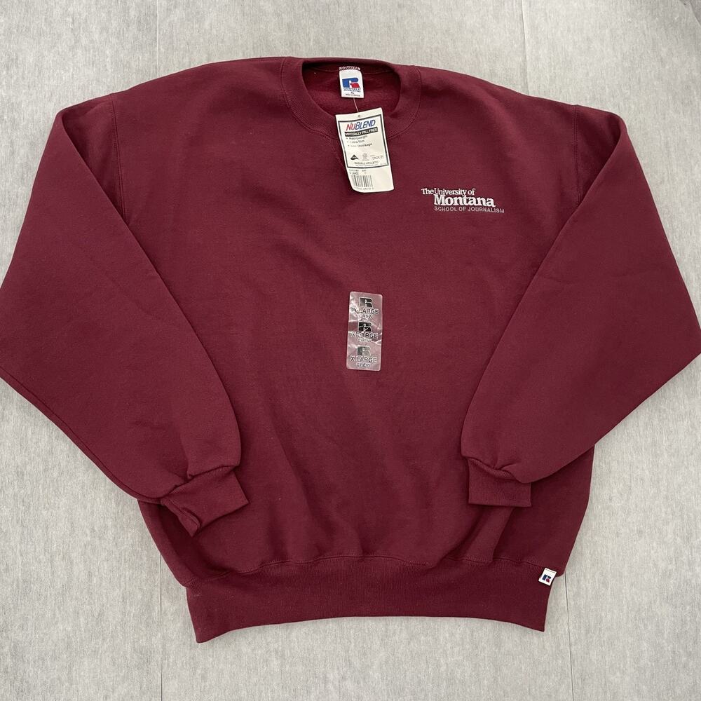 VINTAGE University Of Montana Sweatshirt Adult XL Red Crew Neck Pullover Men NEW